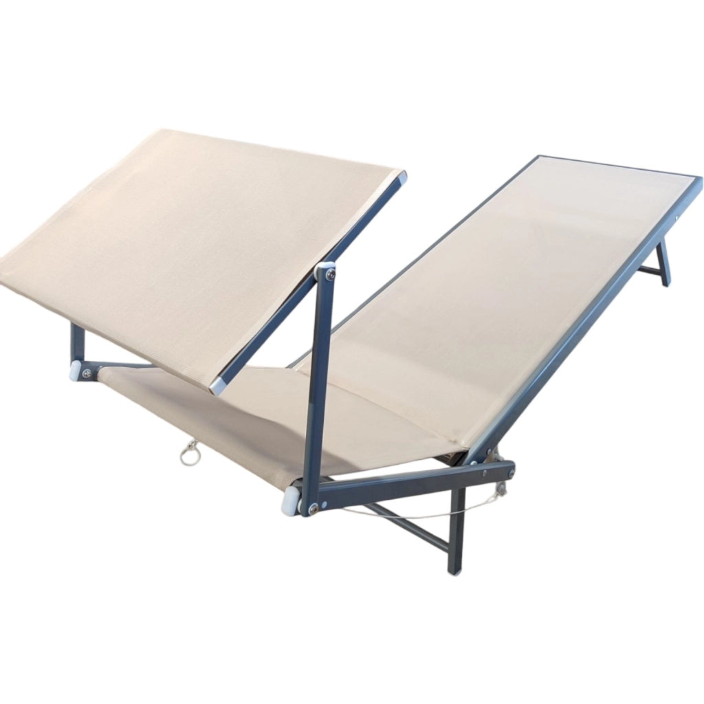 LETTINO MARE ALLUMINIO CON PARASOLE BASIC BEIGE