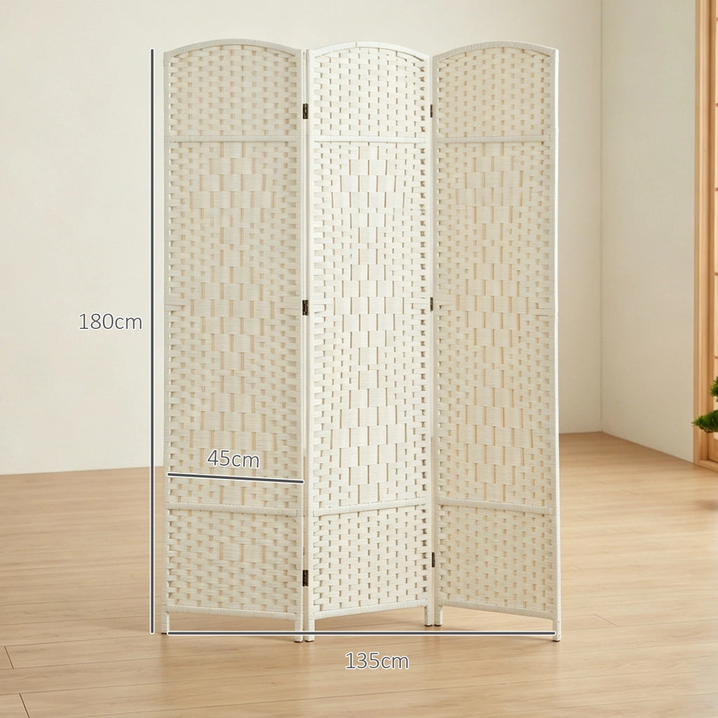 Paravento separatore 3 pannelli pieghevole ¨C Xylo ¨C legno bianco 135x180 cm
