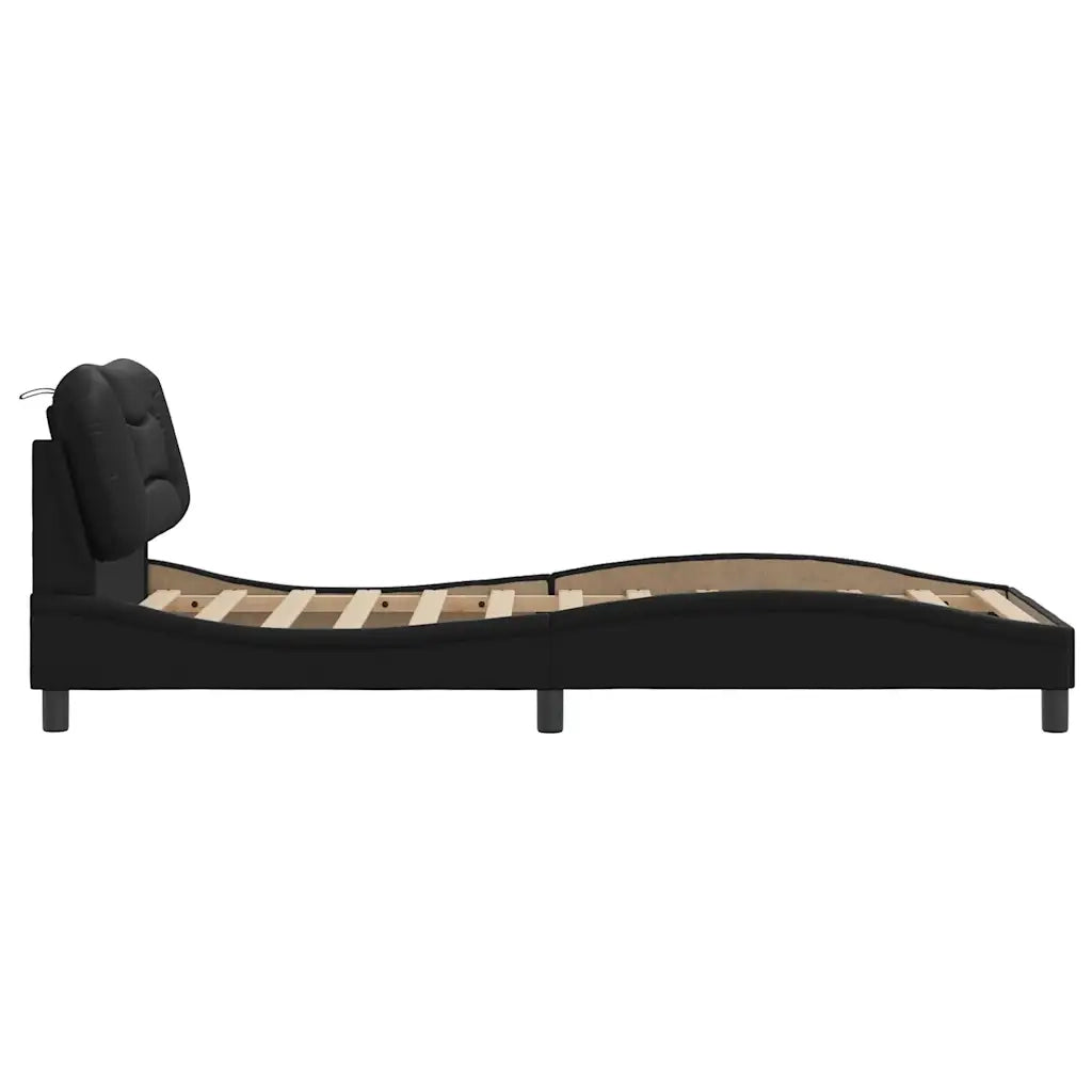 Giroletto senza Materasso-Struttura Letto Hvar Nero 90x190 cm in Similpelle