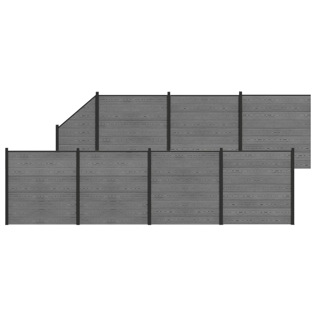 Set di Recinzione 1311 x 186 cm WPC e Alluminio Grigio 3429408
