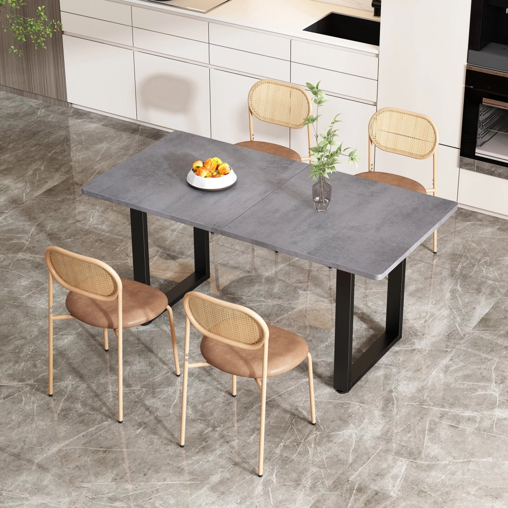 SEDIA da pranzo Set da 4 pezzi in Rattan, PU e Metallo Marrone