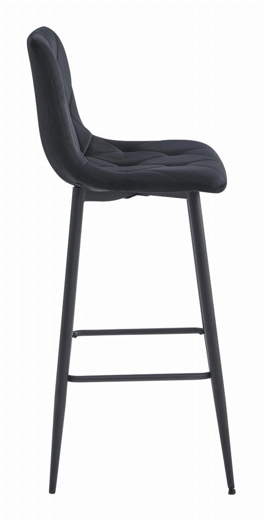 Sgabello da bar Valora KODA STOOL in velluto nero con gambe nere