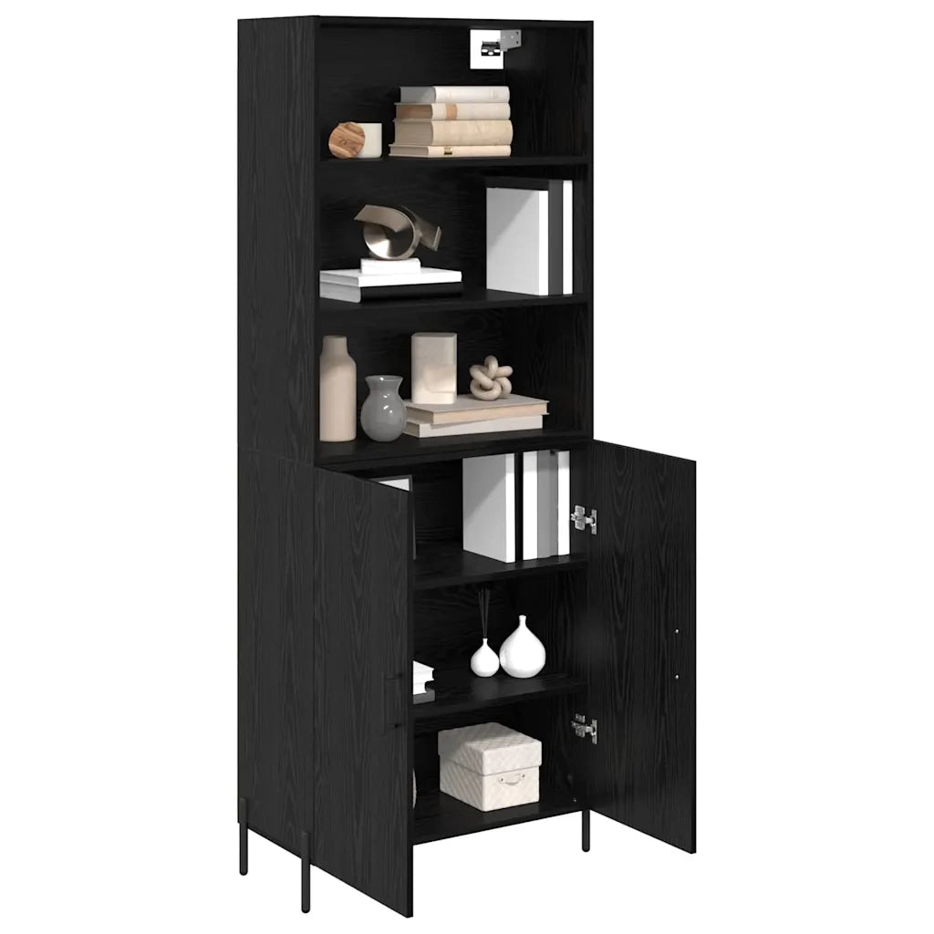 Credenza | Madia | Buffet da pranzo | Armadio da pranzo Rovere Nero 69,5 x 34 x 180 cm Legno multistrato