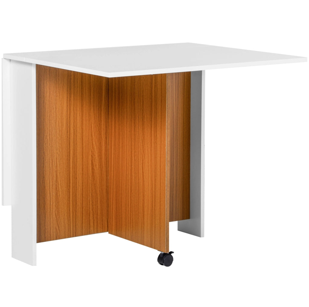 Tavolo da pranzo estensibile 120x80x73 cm in compensato bianco salvaspazio