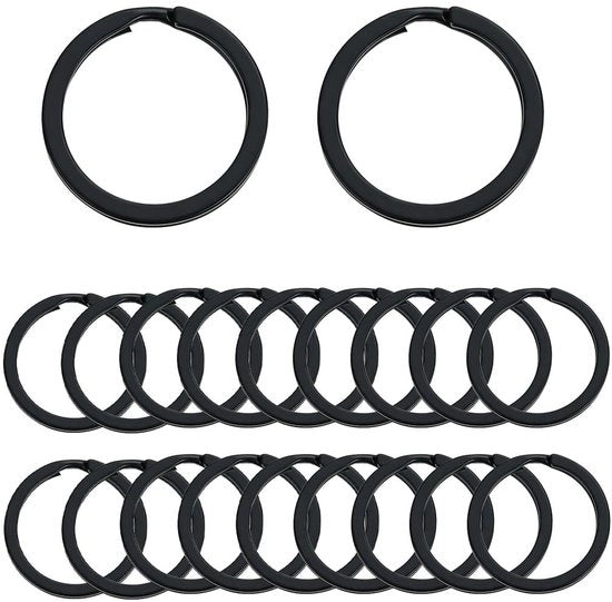 Sosteggi per chiavi 32 mm - 20 pezzi - Resistente - Universale - Nero - Acciaio di alta qualità - Anello per chiave
