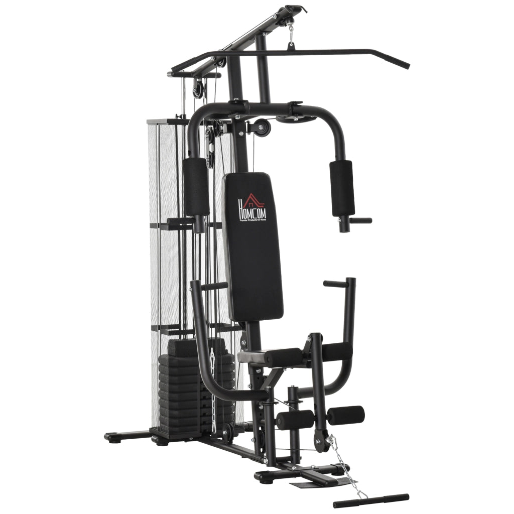 Stazione Fitness Multifunzione con Latzug e Pesi 45kg ¨C Minimal ¨C Nero