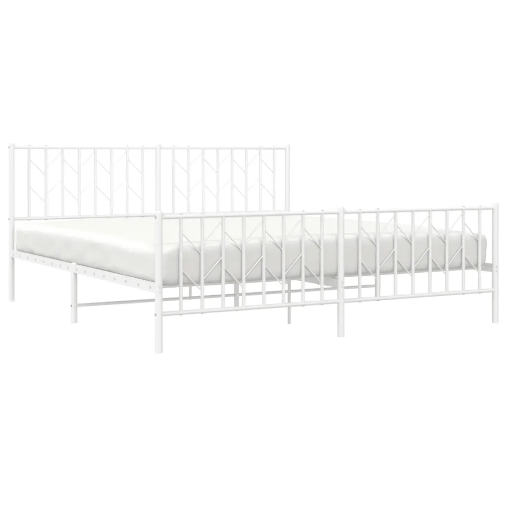 Giroletto con Testiera e Pediera Metallo Bianco 183x213 cm 374509