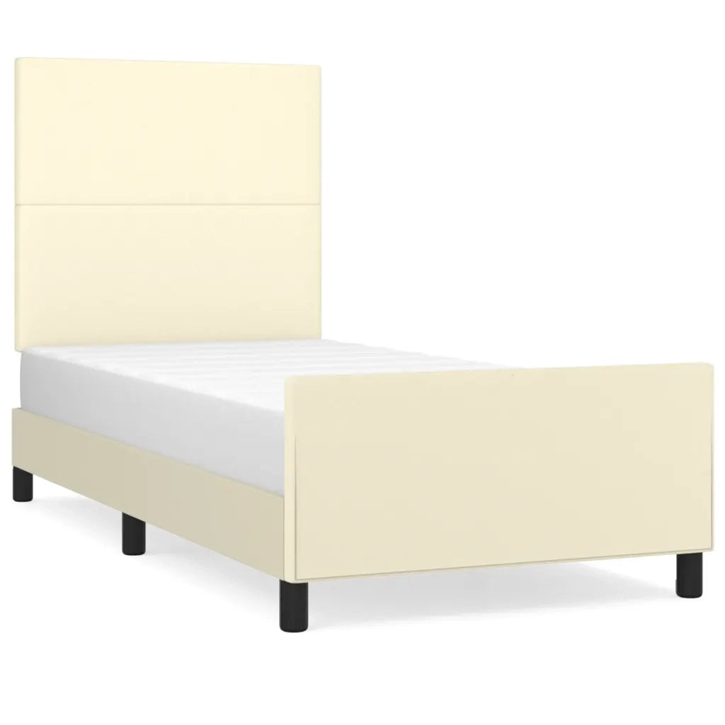 Giroletto con Testiera Crema 100x200 cm in Similpelle