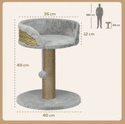 Tiragraffi compatto grigio con cuccia e pallina, 49 cm