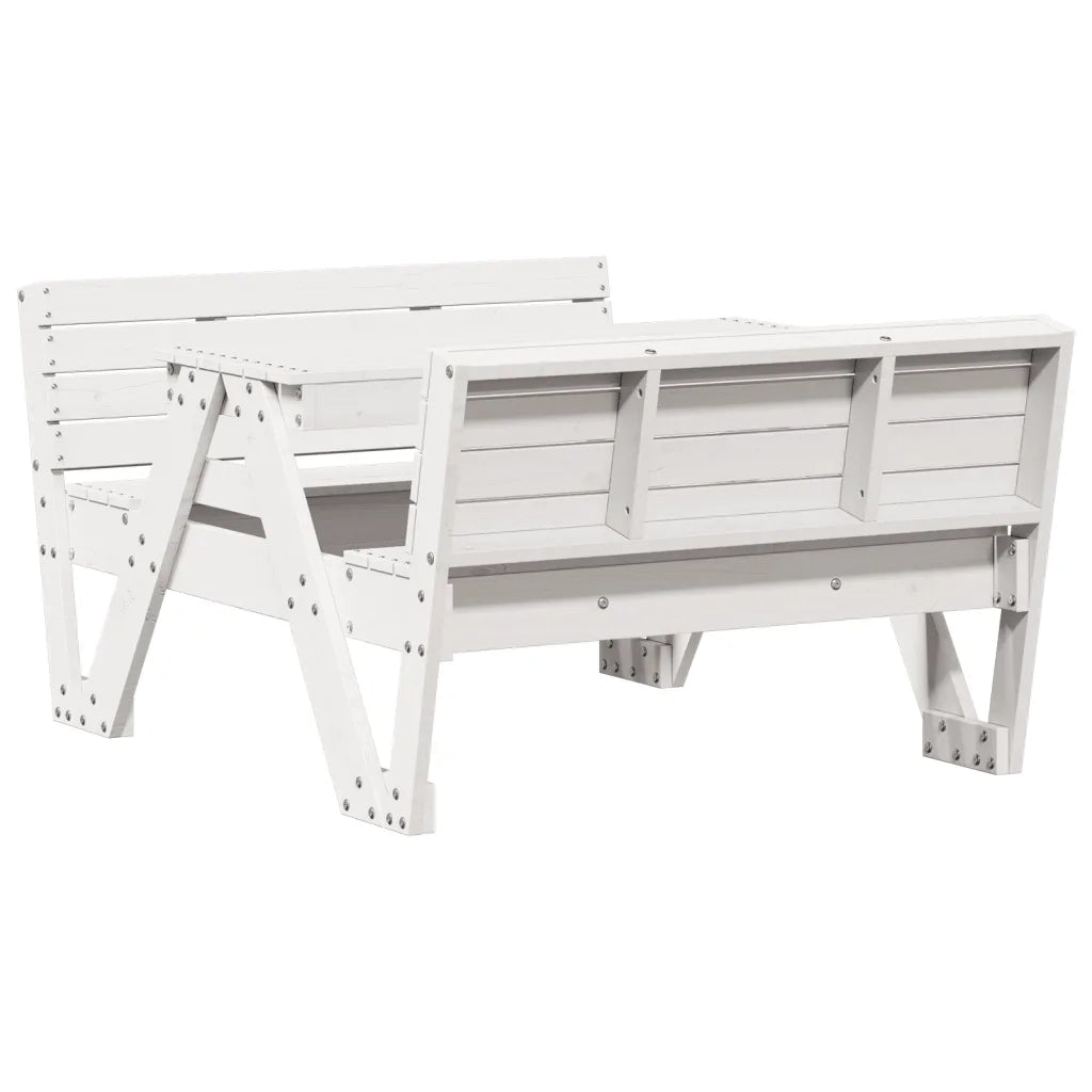 Tavolino da Giardino | Tavolo Picnic per Bambini Bianco 88x122x58 cm Massello di Pino
