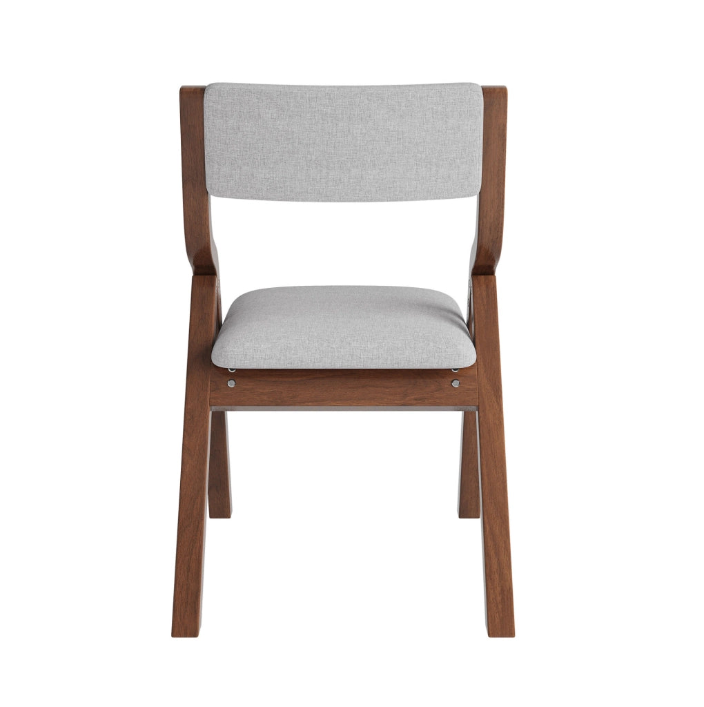 Set 2 sedie da pranzo pieghevoli ULEVR in legno massello e lino grigio, imbottite