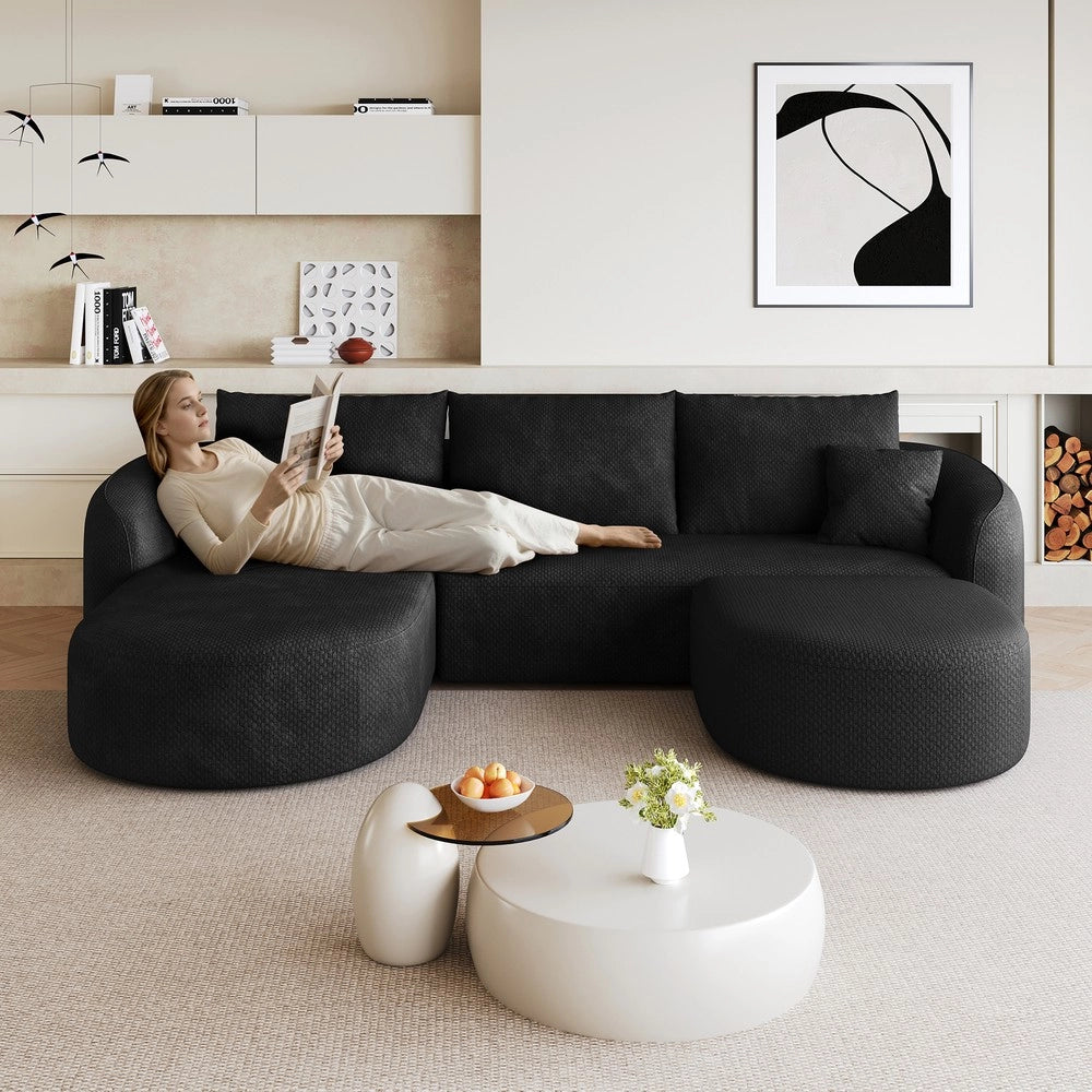 Divano angolare U ¨C Minimal ¨C nero 266cm, imbottito, senza montaggio