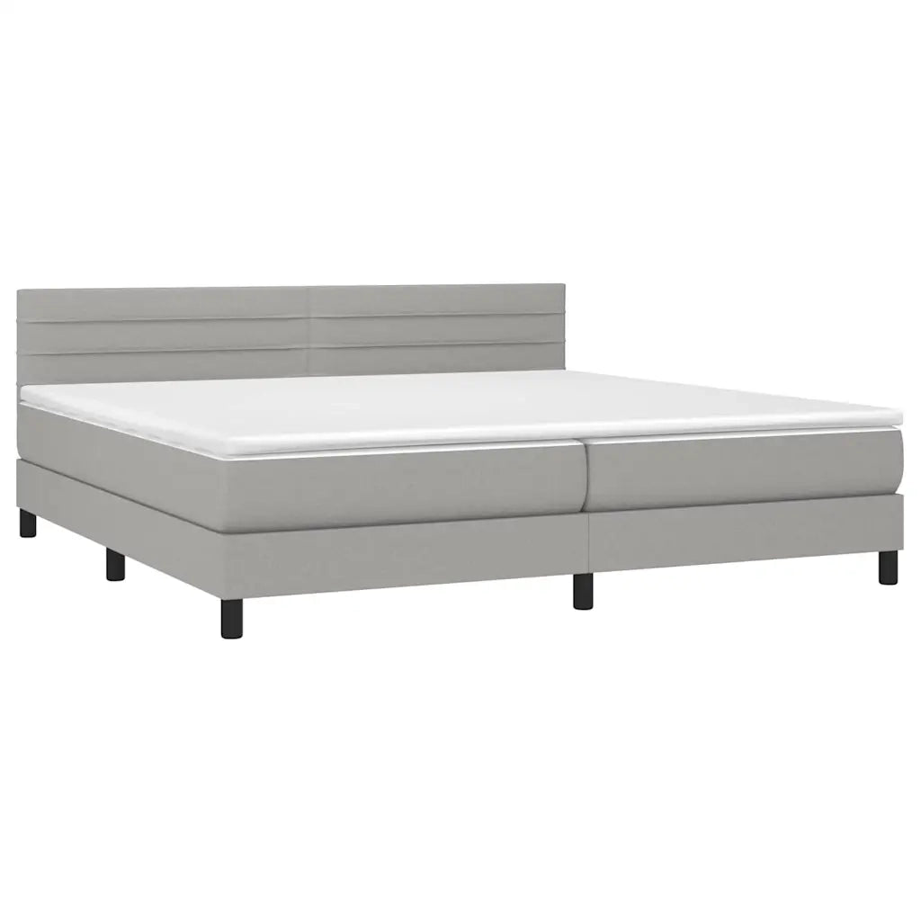 Letto a Molle Materasso e LED Grigio Chiaro 200x200 cm Tessuto 3133261