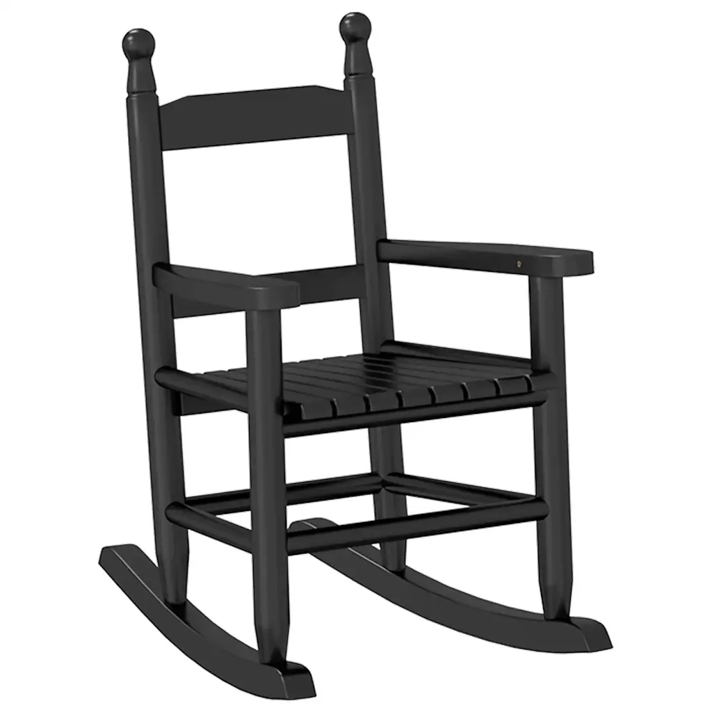 Sedie a Dondolo per Bambini 2 pz Nere Legno Massello di Pioppo CFW4242698