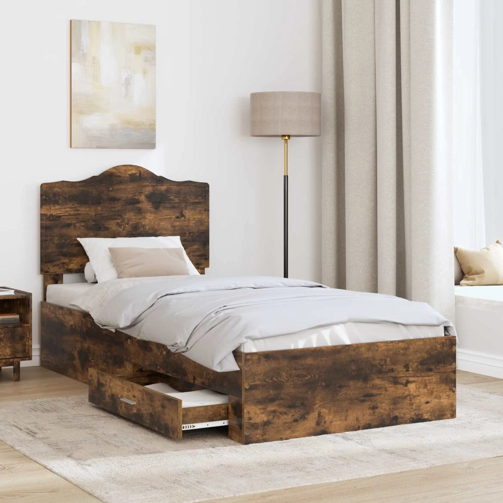 Struttura del letto-Giroletto Rovere fum¨¦ 90 x 190 cm Legno multistrato 585019