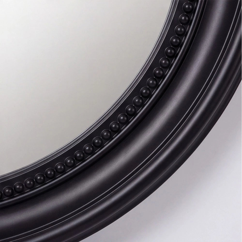 Specchio Decorativo Rotondo MR512 da Parete 45x45 cm Nero con Bordo Interno Perlinato
