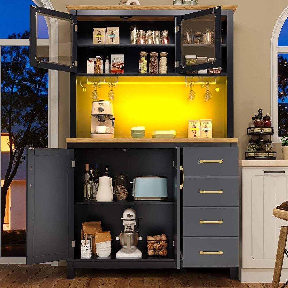 Credenza Buffet con LED ¨C Xylo ¨C Verde/Nero/Bianco, 4 Ante, 105x40x180cm