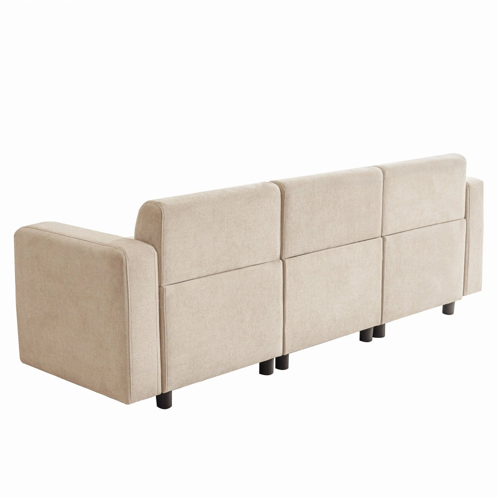 Divano 3 posti in tessuto Chenille con cuscini decorativi, design moderno, 211x67x71 cm