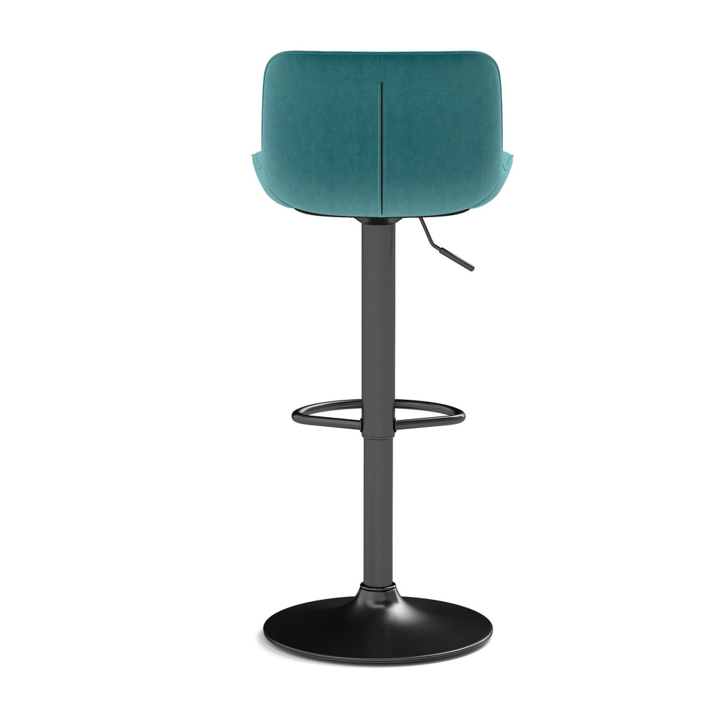Sgabello da bar girevole blu in velluto, altezza regolabile, set da 4