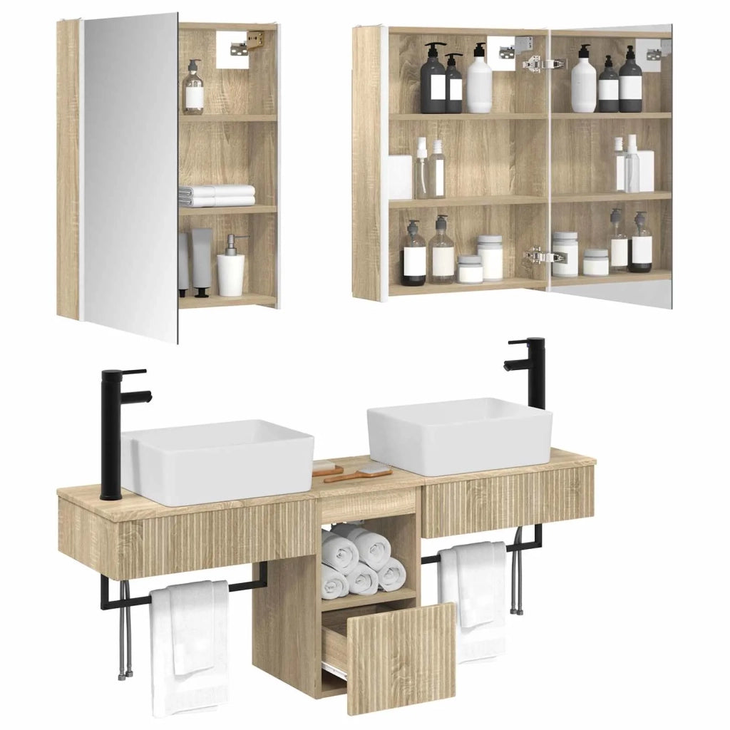 Set di Armadi da Bagno 5 pz Rovere Sonoma Legno ingegnerizzato 3406329
