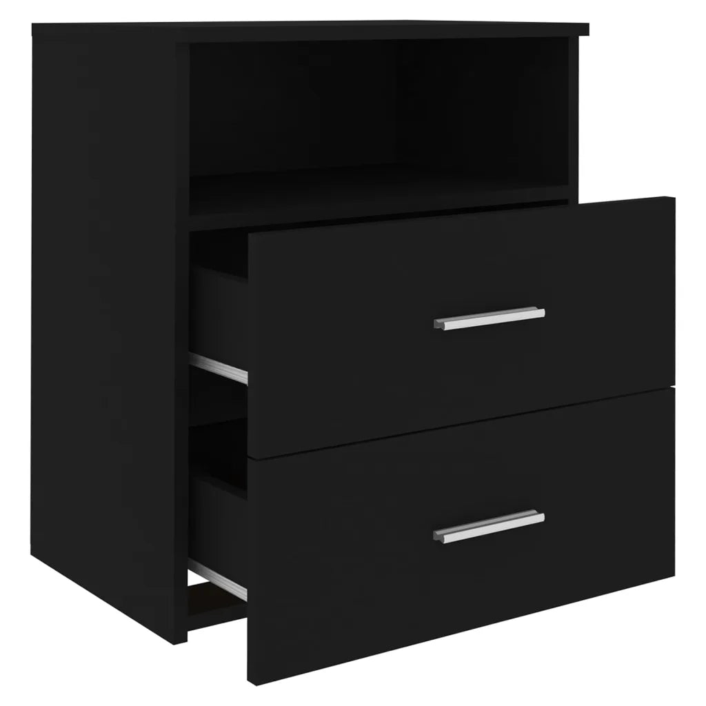Set di 2 Comodini | Armadio da Notte | Mobiletto da notte Neri 50x32x60 cm