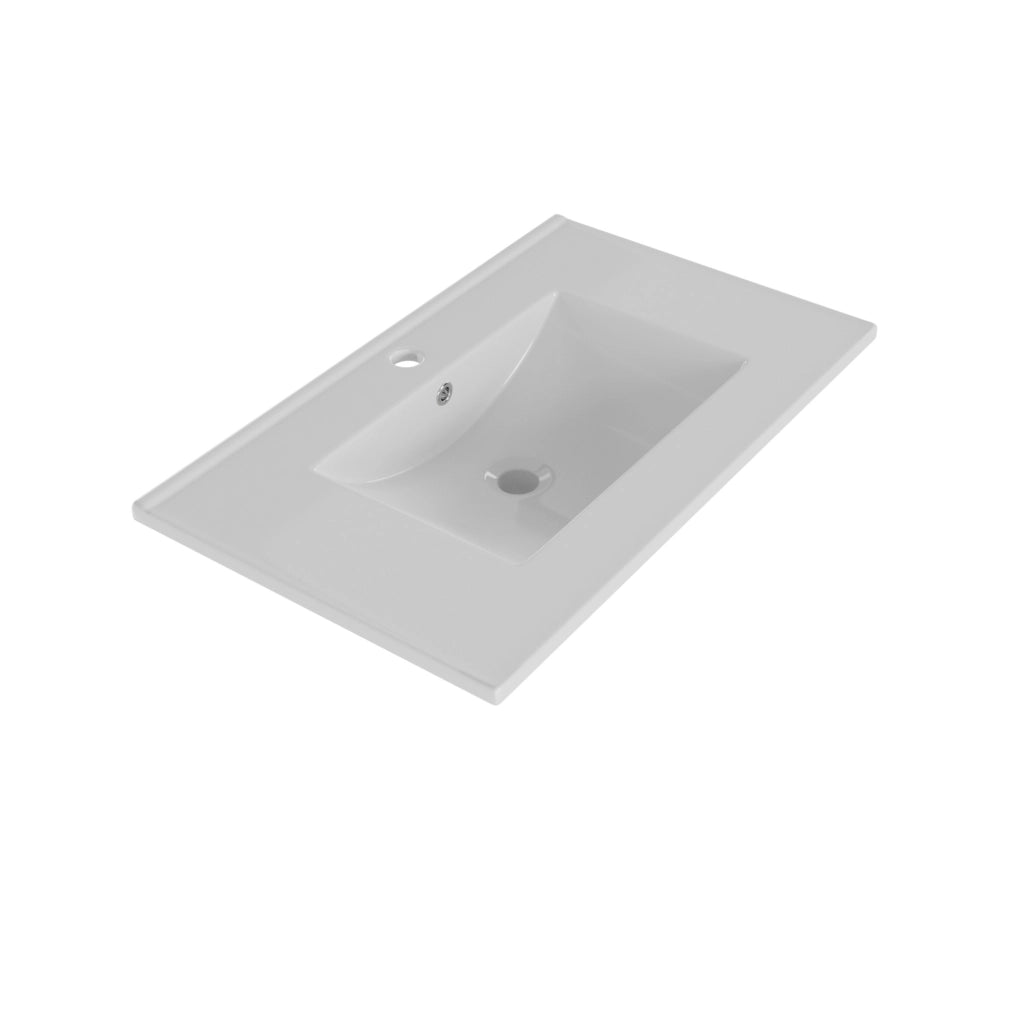 Mobile bagno freestanding 76x46;5x85;5 cm con lavabo in ceramica; 3 cassetti e 2 ante nero HOMVRA