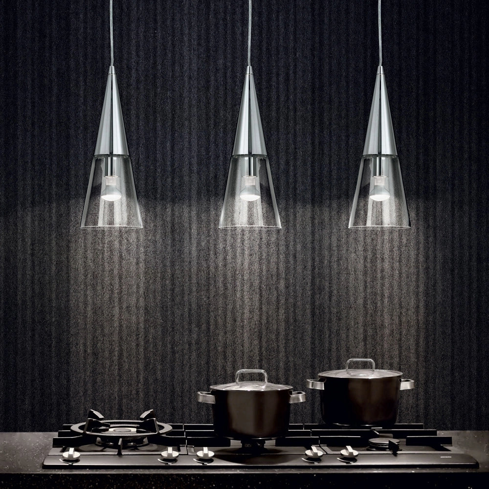 Sospensione Moderna Cono Metallo Cromo 1 Luce E14