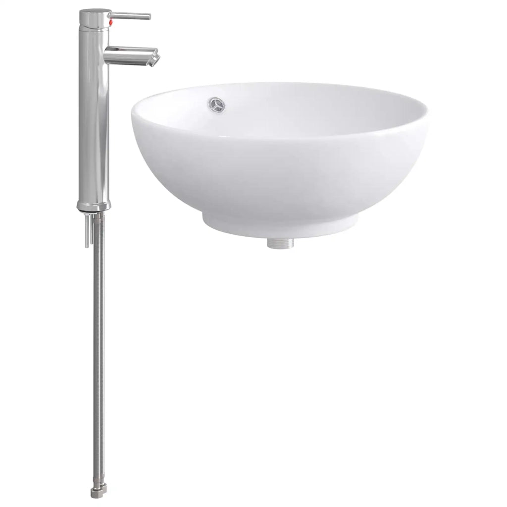 Lavabo con rubinetto e scarico Cromato 44 x 44 x 16 cm Ceramica 890246