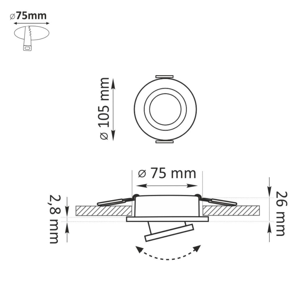 Faretto incasso Polux Fobos 7807 bianco/argento metallo MR16