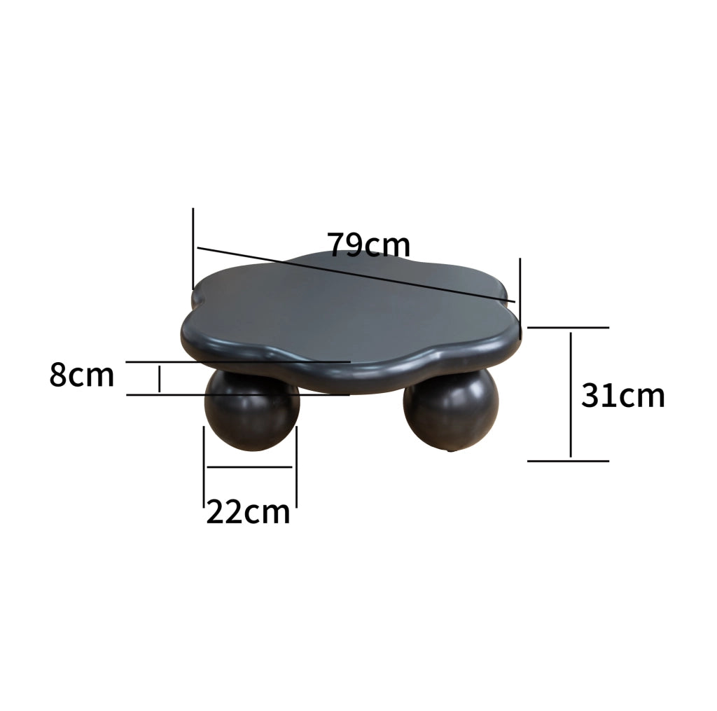 Tavolino da caff¨¨ a nuvola ?80 cm nero in MDF e plastica con gambe sferiche