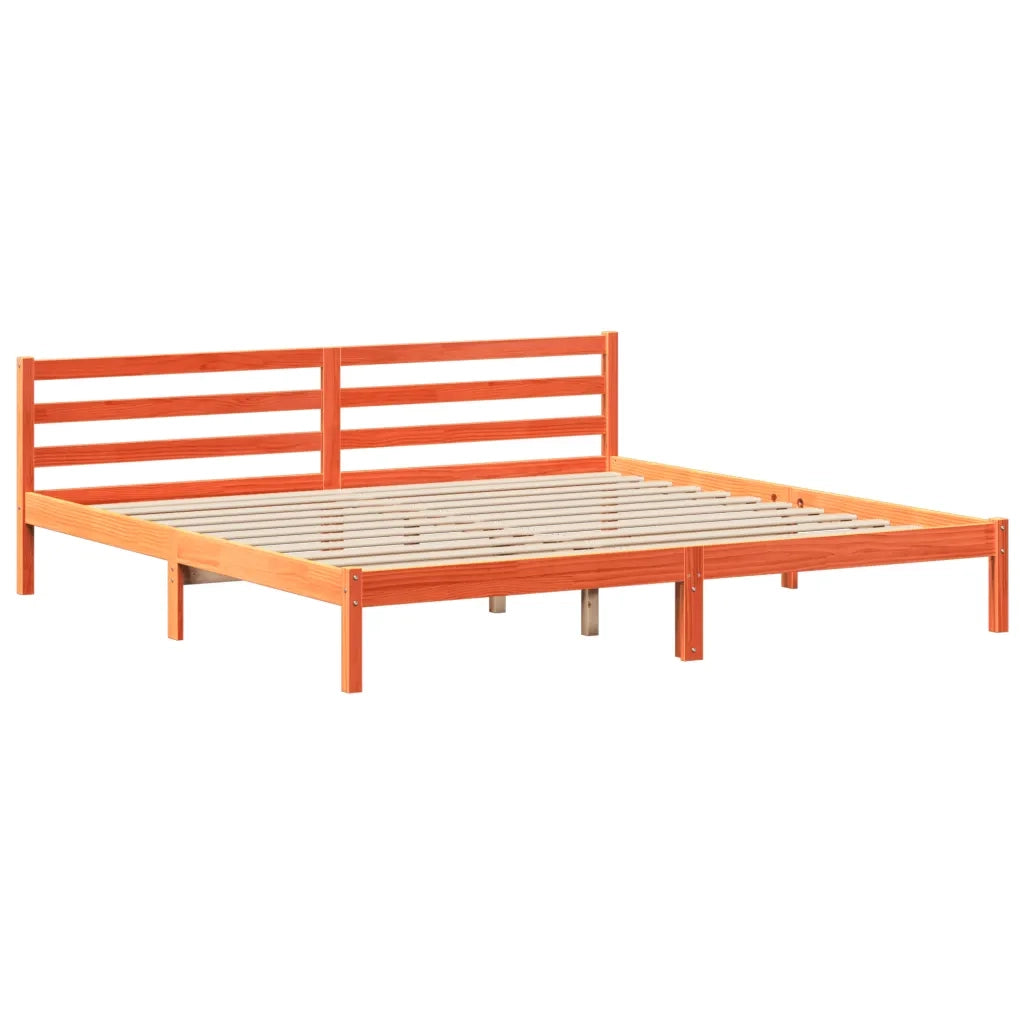 Letto senza Materasso-Struttura Letto Marrone Cera 200x200 cm in Legno di Pino 368507