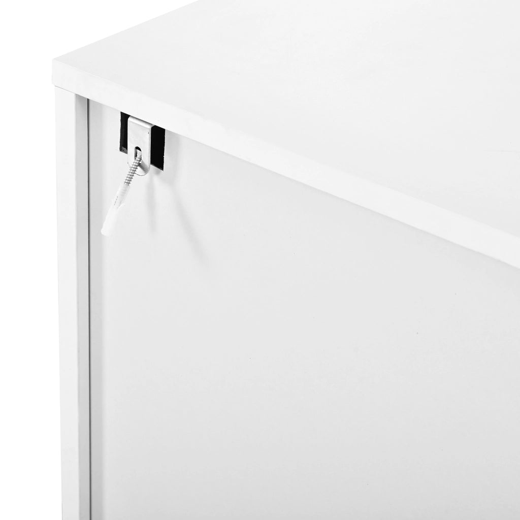Mobile TV 180x40x49.5 cm con 4 cassetti e passacavi in MDF e truciolare bianco