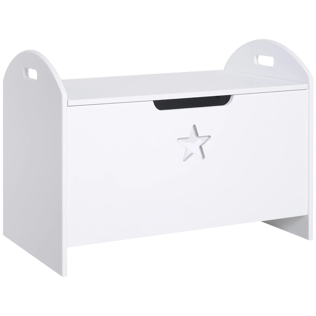Baule contenitore portagiochi bambini ¨C Xylo ¨C legno bianco 62x40x46.5cm con cerniere sicurezza