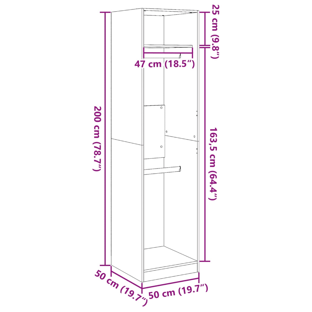 Armadio Grigio Cemento 50x50x200 cm in Legno Multistrato CFW9517529