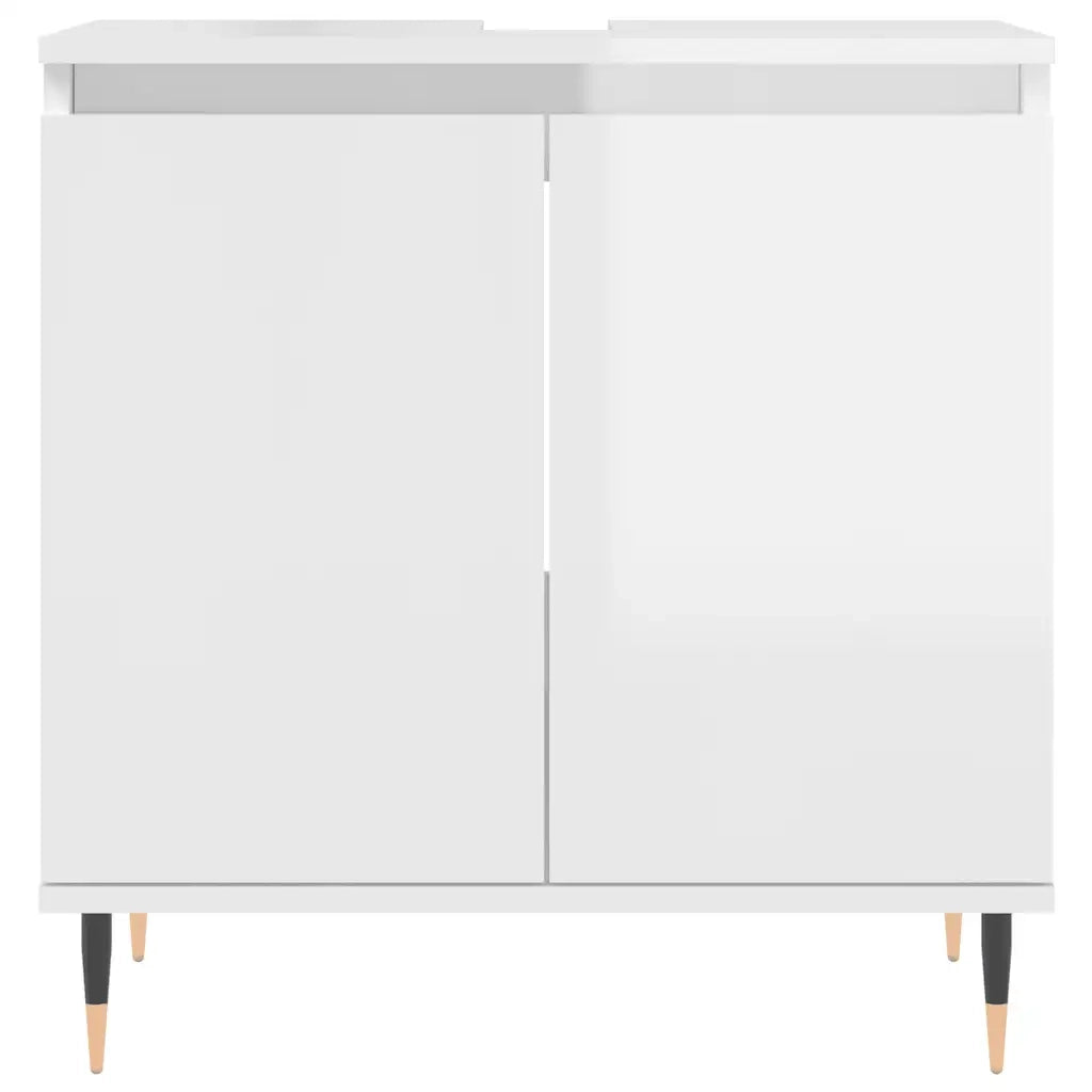 Mobiletto da bagno bianco lucido 58 x 33 x 60 cm ampio spazio contenitivo stile industriale legno composito bianco 02_0049015