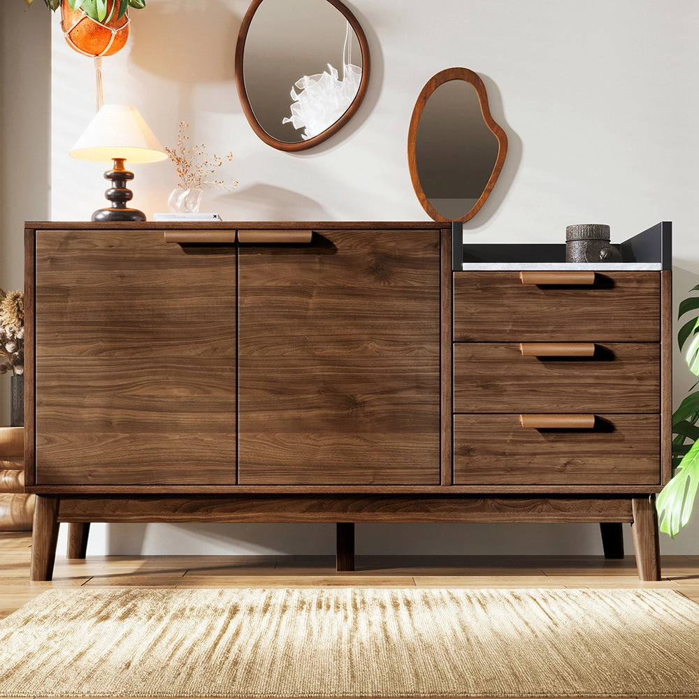 Com?? - Xylo - quercia/marmo 3cass+2porte H77cm