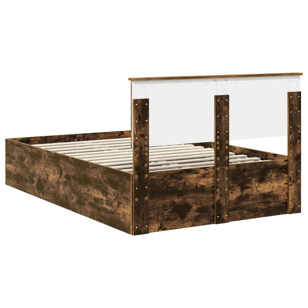 Letto matrimoniale | Letto per adulti | Struttura del letto Rovere fum¨¦ 120 x 190 cm Legno multistrato