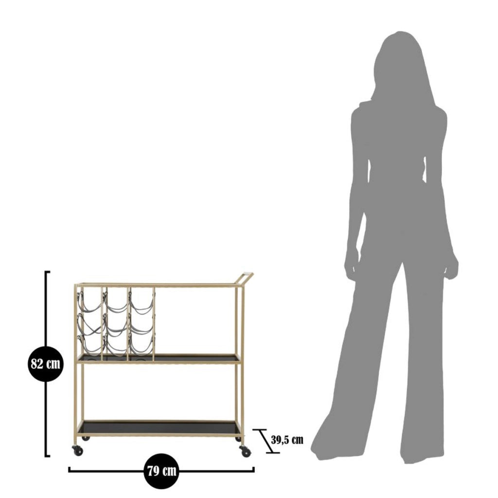 Carrello VKH5, Nero, Metallo, 79x39,5x82 cm