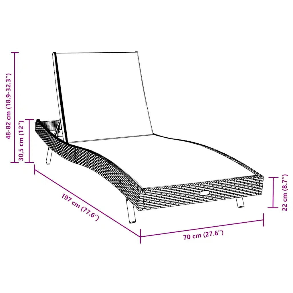 Lettino da sole 2 pcs Nero e Marrone polyrattan 42009979