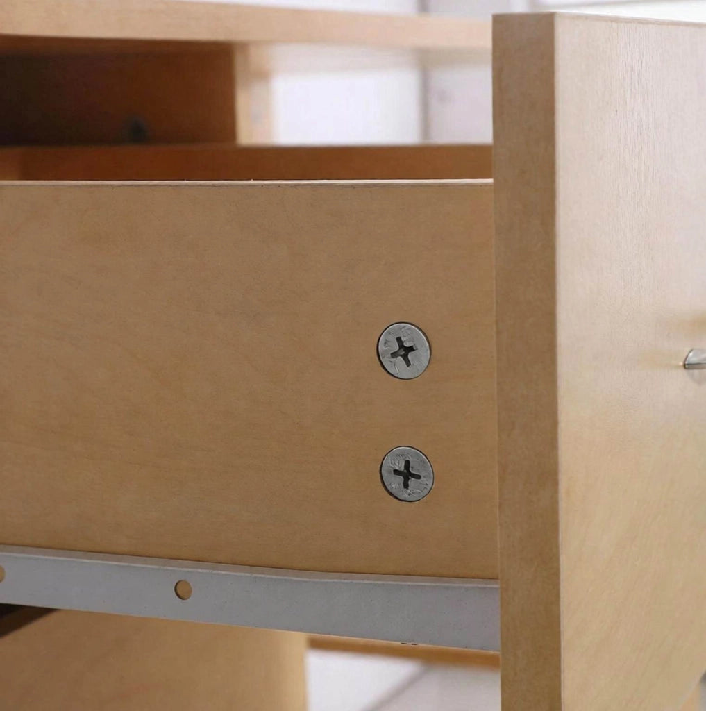 Scrivania per computer in MDF, 120x49x72 cm, con cassetti e ripiani regolabili, colore legno chiaro