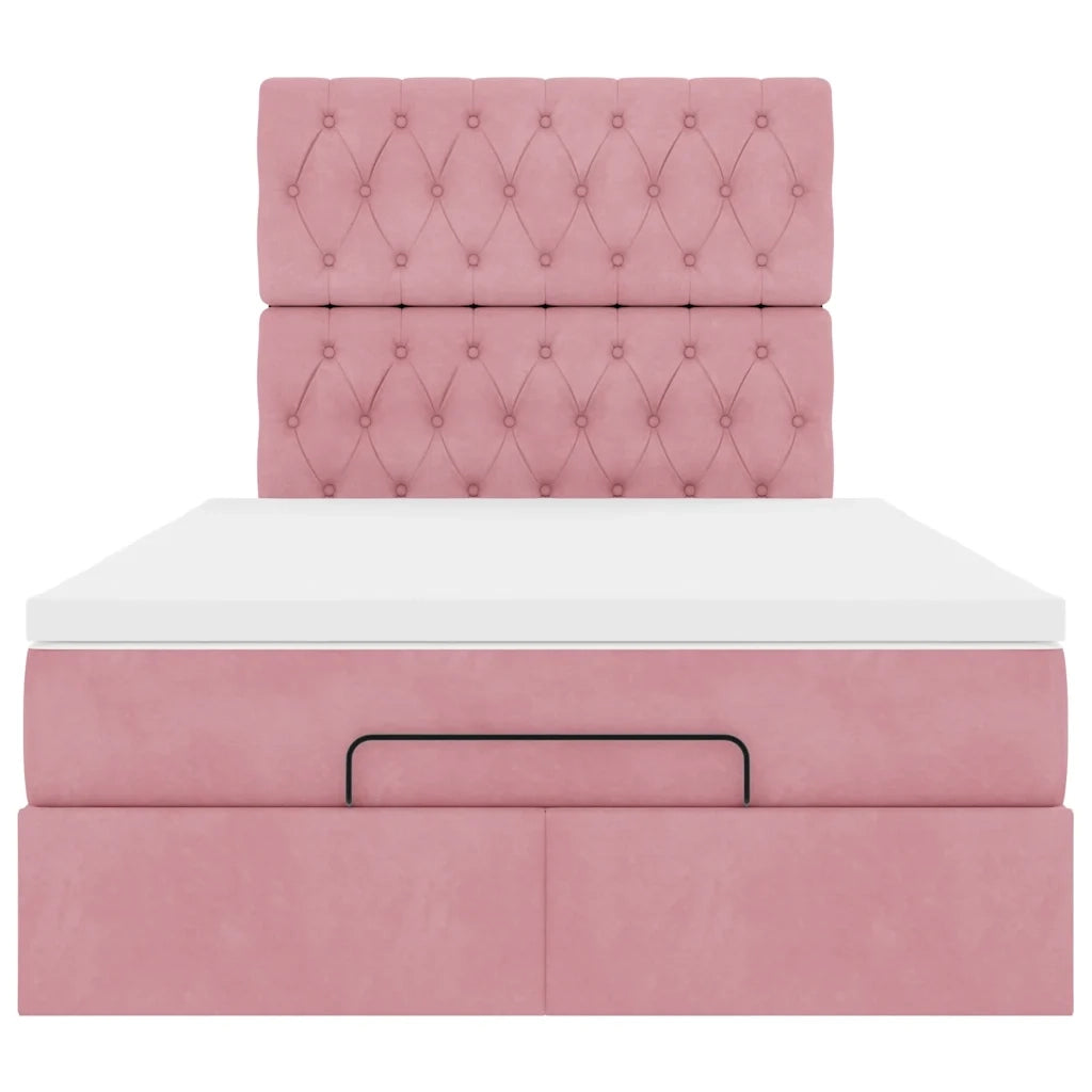 Struttura Letto Pouf con Materassi Rosa 120x190 cm Velluto 3314383