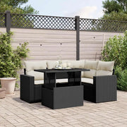 Set Divani da Giardino 5 pz con Cuscini in Polyrattan Nero