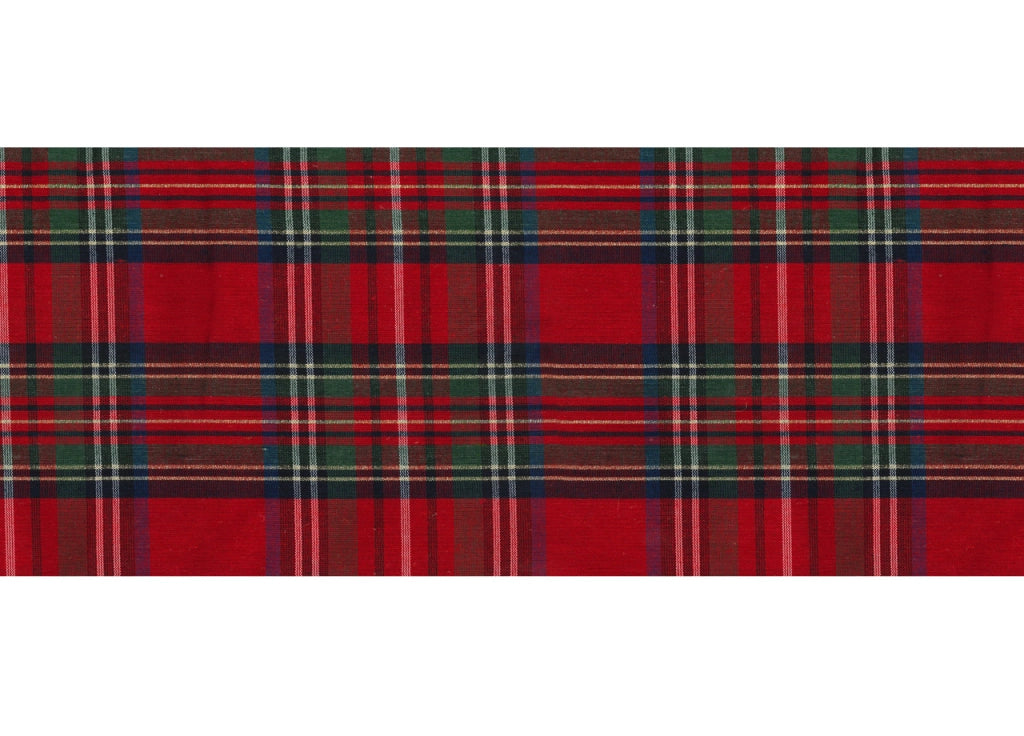 Tappeto Passatoia Con Retro Antiscivolo Disegno Natalina Lurex Tartan Scozzese Rosso - 50x90 - Natalina