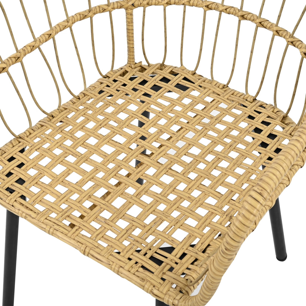 Set da giardino 5 pezzi con tavolo, 2 sedie e 2 sgabelli in rattan bianco e naturale