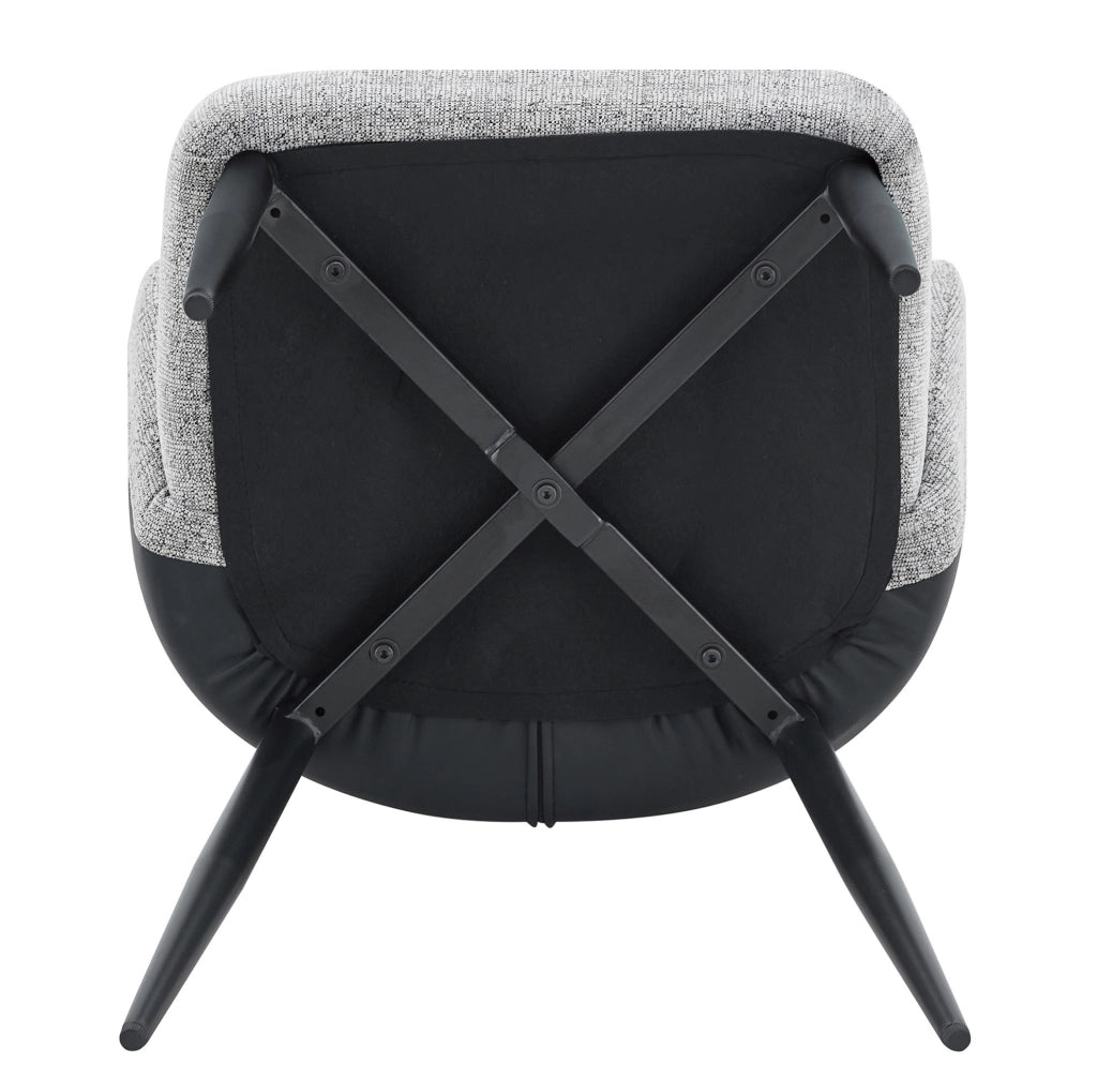 Set 2 sedie da pranzo in tessuto grigio e PU nero con gambe in metallo HOMVRA