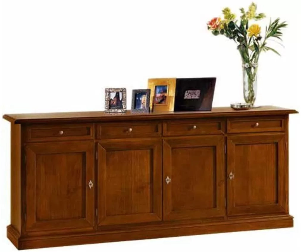 Madia credenza in legno 4 porte tinta noce 205x42x86 (380) - Mobili 2G