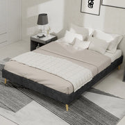 Letto Matrimoniale in Velluto ¨C Xylo ¨C Grigio, 140x200, Senza Testiera