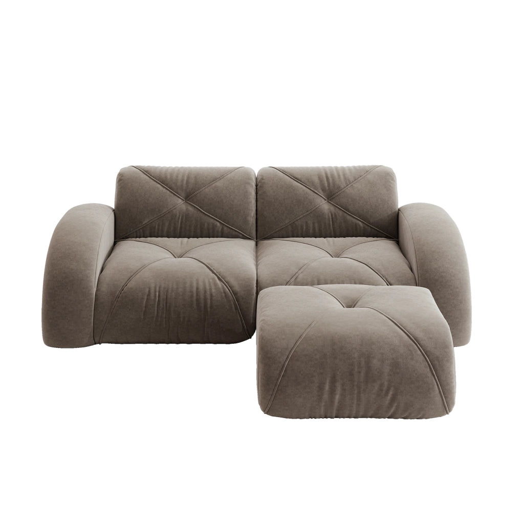 Divano modulare 2 posti - Zephmum- 32D schiuma ad alta densit¨¤, tessuto chenille, antiscivolo, marrone