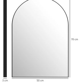 Specchio da Bagno Curvo 50x70 cm con Cornice in Alluminio Nero