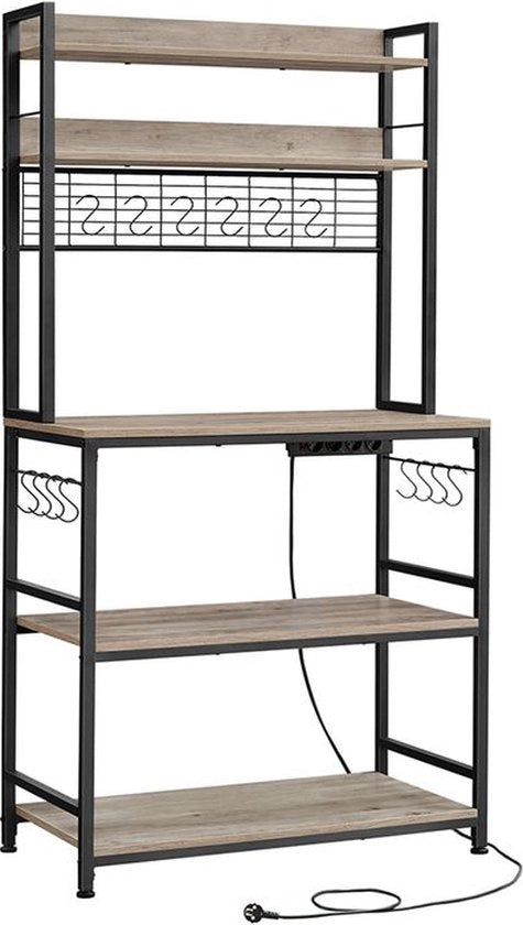 Pannello cucina con prese elettriche grigio-nero, 40 x 80 x 170 cm